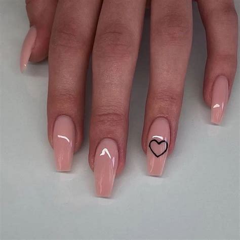 Pcs Middle Length Ballerina Nude Pink Color False Nails Design With Heart Pattern Diy
