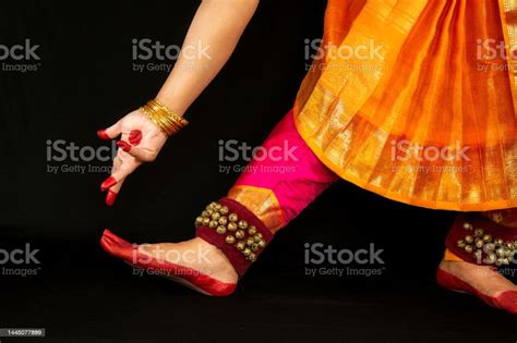 Indian Classical Dancer Demonstrates Bharatanatyam Dance Mudra Or Poses