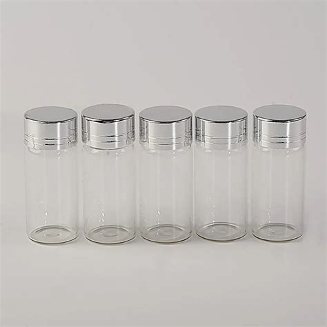 10ml Glass Bottles Screw Cap Silver Aluminium Lid Empty Glass Jars