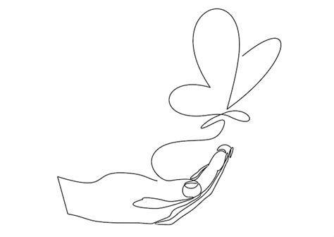 Premium Vector One Continuous Line Drawing Of Hand Holding Butterfly