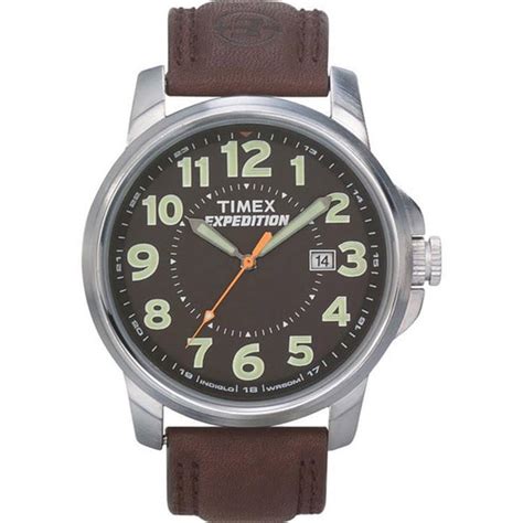 Timex Men S T44921 Expedition Metal Field Black Dial Brown Leather Strap Watch 12986381