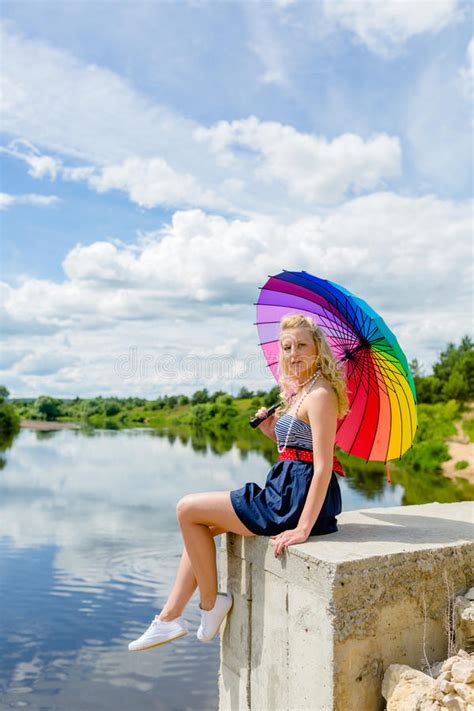 Beautiful Blonde Woman Swinging On The Rope Swing Stock Photo Image Of Naked Freshness