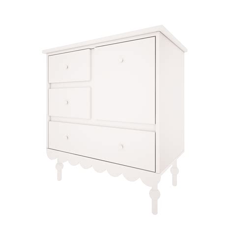 Lit Volutif X Et Commode Tiroirs Wood Luck Babushka Blanc