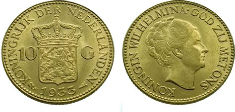 Nederland Gulden Wilhelmina Gold Unz Unzirculated Ma Shops