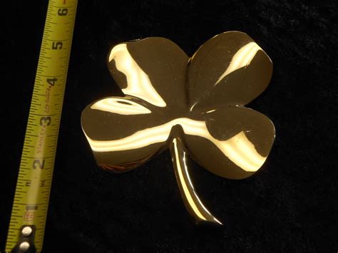 1984 Gerity 24 Karat Gold Plated Four Leaf Clover Paperweight Good Luck Shamrock Antique