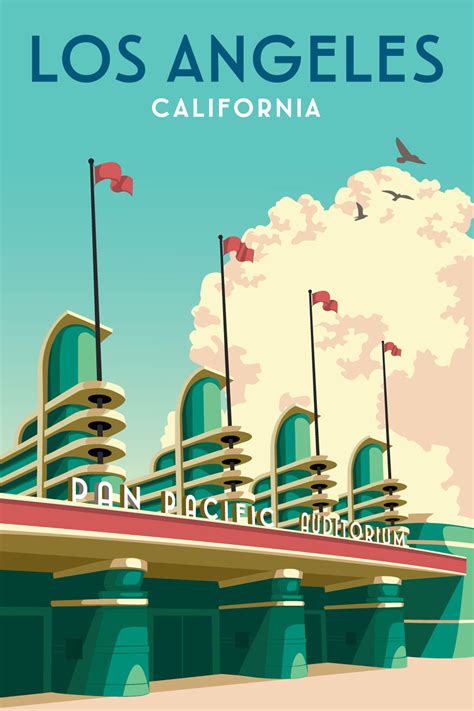 Pan-pacific Auditorium Los Angeles California Travel Poster | Etsy