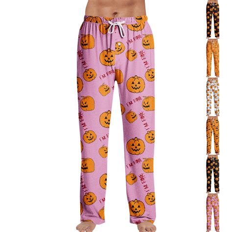 Tplvbz Halloween Pajama Pants Men - Spooky Print Lounge Pants for Men