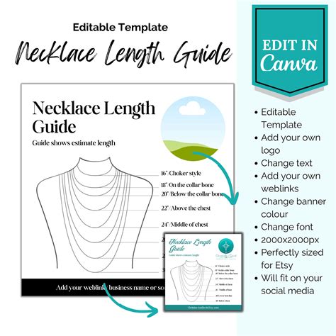Editable Necklace Size Guide Printable and Digital Template Canva
