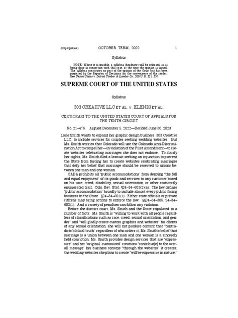 303 Creative vs. Elenis | PDF | First Amendment To The United States ...
