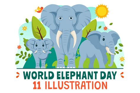 11 World Elephant Day Illustration Graphic By Denayunecf · Creative Fabrica