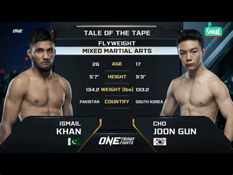 Ismail Khan Vs Cho Joon Gun Kg Flyweight Bout At One Friday