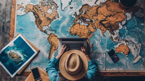 premium photo person  laptop  map  navigation