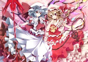 Girls Blonde Hair Chain Dress Flandre Scarlet Gray Hair Hat Kurono Yuzuko Nironiro Red Eyes
