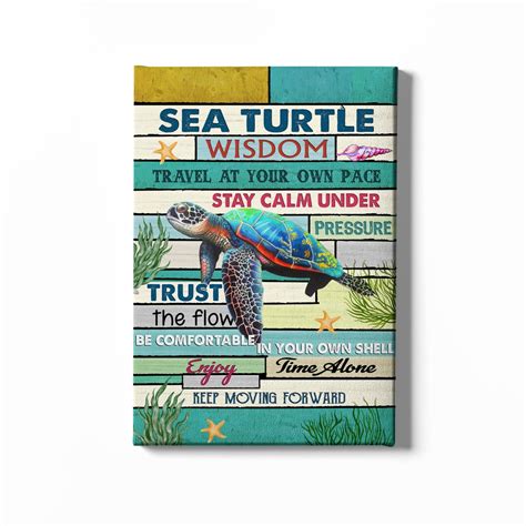 Sea Turtle Art Print, Turtle Inspiration Quote Poster, Ocean Wall Art Canvas, Bible Verse Print ...