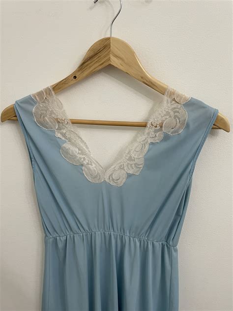 Vintage Slip Dress Lingerie Babydoll Blue Mini Dress Sleepwear Lace Small Etsy