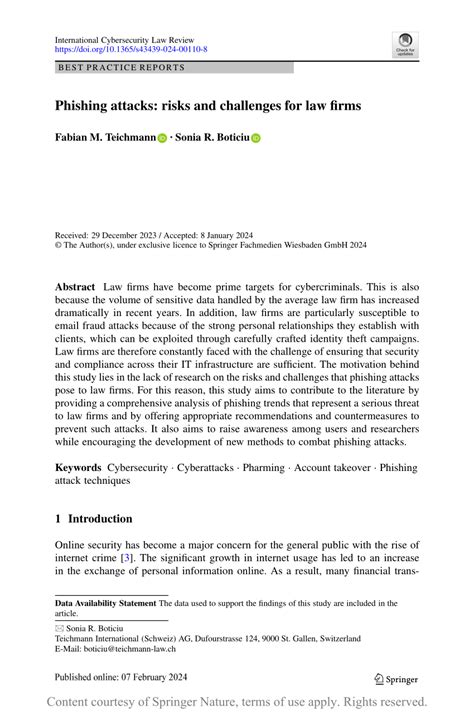 Phishing Attacks Risks And Challenges For Law Firms Request Pdf