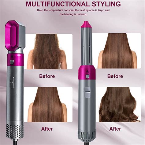 Professional 5 In 1 Hair Dryer Hot Comb Set Wet Dry Straightening Curling Blow Drying Of Hot