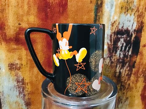 Disney Store Thailand Mickey Mouse Black Orange Teal Aqua Coffee Mug