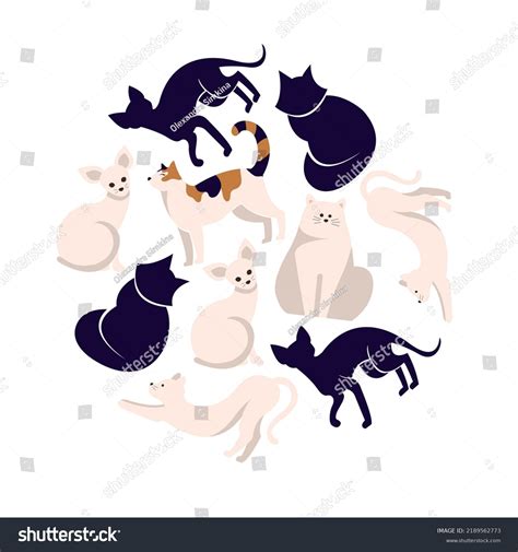 Set Icons Cats Flat Design Vector Stock Vector (Royalty Free