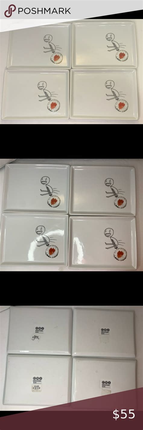 CB2 CRATE & BARREL Oliver Swiss Cheese 4 appetizer plates ceramic Square FUN Cheese Appetizers ...