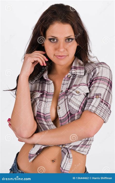 Brunette Stock Photo Image Of Pretty Female Blouse