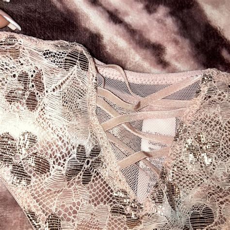 Victorias Secret Nude With Gold Shimmer Lace Dream Depop