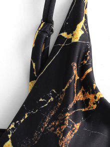 OFF ZAFUL Marble Print Underwire High Cut Bikini Swimsuit In BLACK ZAFUL