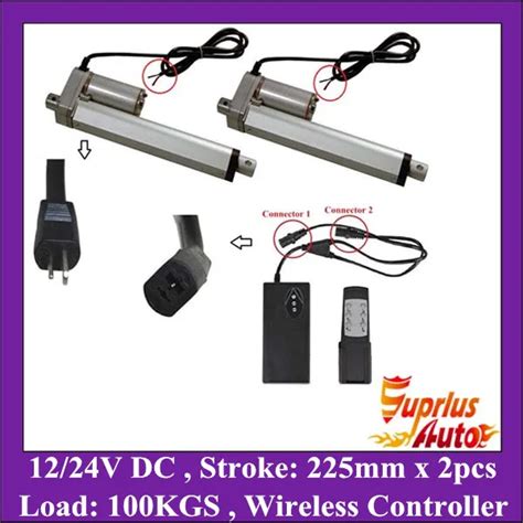 12v Linear Actuator X 2PCS 9inch/ 225mm Stroke, 100KGS/ 225LBS Max Load ...
