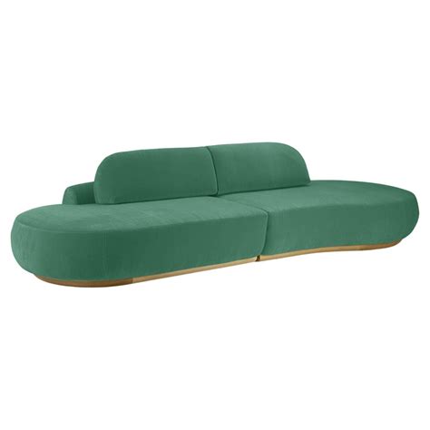 Naked Curved Sectional Sofa 4 Piece With Natural Oak And Paris Green For Sale At 1stDibs