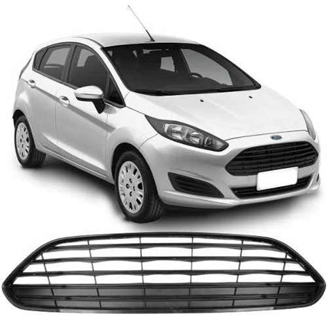 Grade Dianteira Central New Fiesta Hatch A Preto Frisos Pretos