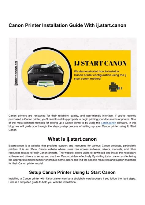 PPT Canon Printer Installation Guide With Ij Start Canon PowerPoint