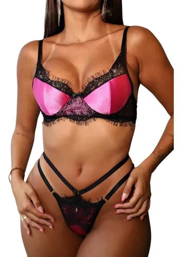 Conjunto Lingerie Vermelha Suti Calcinha Sexy Renda Cetim Parcelamento Sem Juros