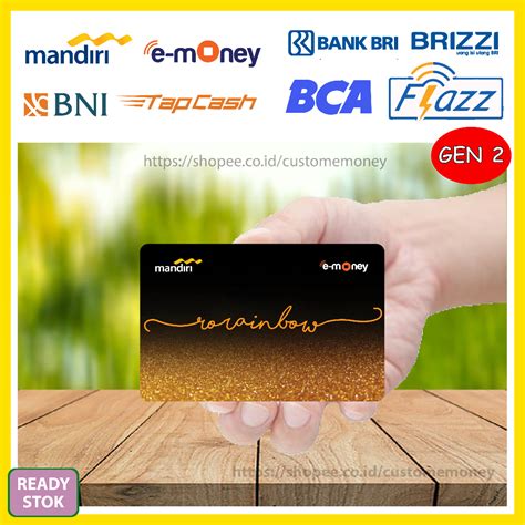 Jual Kartu Emoney Design Custom Nama Black Orange Gliter Kartu Etoll E