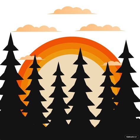 Sunset Pine Tree Silhouette in PSD, Illustrator, SVG, JPG, EPS, PNG ...