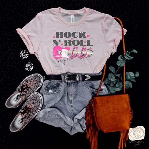 Rock N Roll Babe PNG Sublimation Designs Boho Designs Hippie Png Hippie Sublimation Rocker