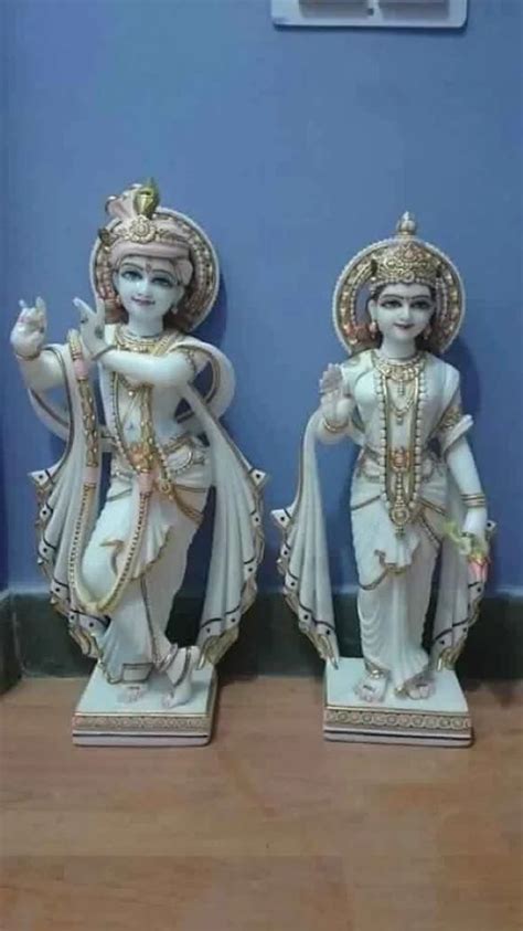 White Hindu 25 Feet Marble Radha Krishna Statue For Worship At Rs