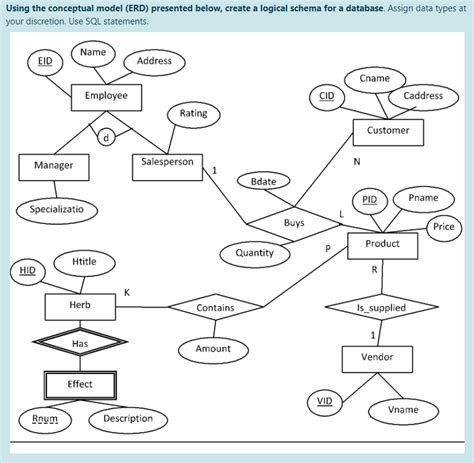 Solved Using The Conceptual Model Erd Presented Below Chegg