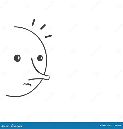 Surprised Flat Face Line Draw Stock Vector - Illustration of person