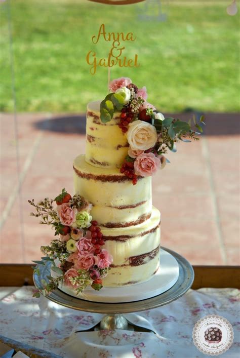Flowers And Fruit Semi Naked Wedding Cake Tartas De Boda Barcelona