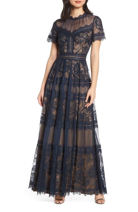 Tadashi Shoji Lace Evening Dress In Blue Lyst