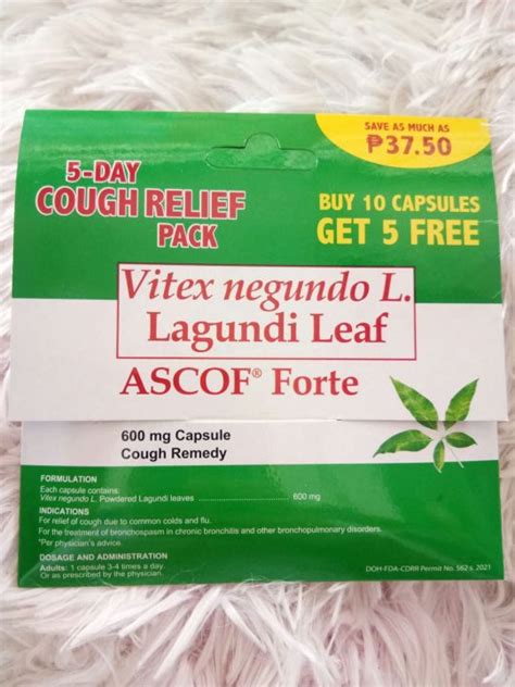 Ascof 600mg Lagundi 10 5 Free For Cough Lazada Ph