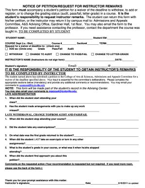 Fillable Online Louisville Notice Of Petition Request For Instructor