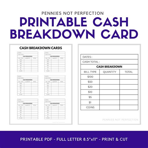 Free Printable Cash Breakdown Sheet