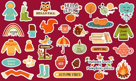 Autumn Stickers Collection With Cozy Seasonal Elements All Stickers With A White Border