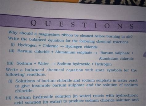 Why Should A Magnesium Ribbon Be Cleaned Before Burning In Air Write The