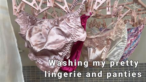 Washing My Pretty Lingerie And Panties Wash And Dry Glossy Satin String Underwear YouTube