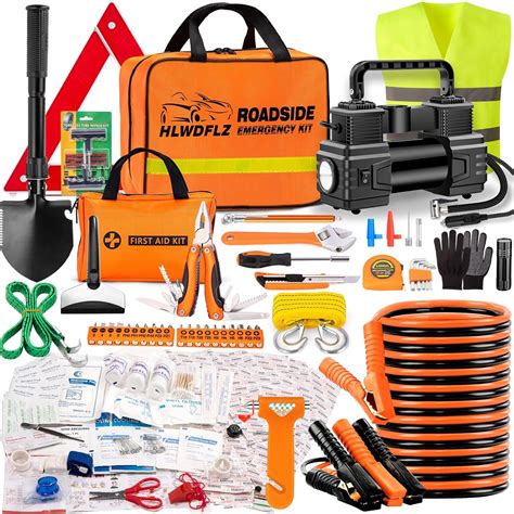 HLWDFLZ Car Emergency Kit - Portable Air Compressor, Roadside & Winter