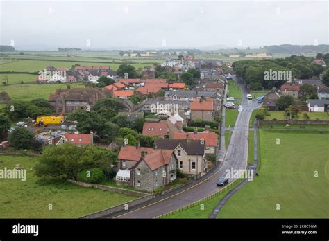 View Of The Village Of Bamburgh From Bamburgh Castle Northumberland