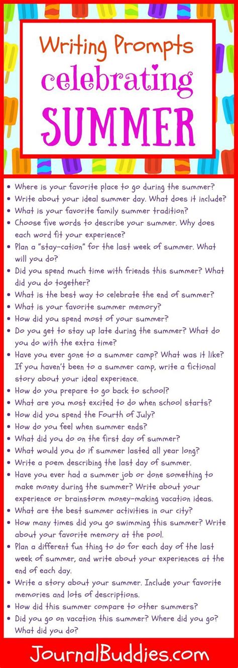 53 Writing Prompts For Kids Celebrating Summer With Images Summer