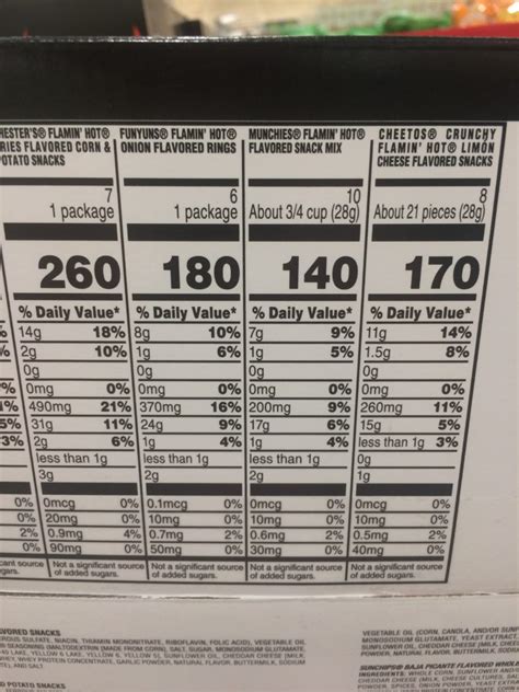Costco Frito Lay Flamin Hot Favorites Chart Costcochaser